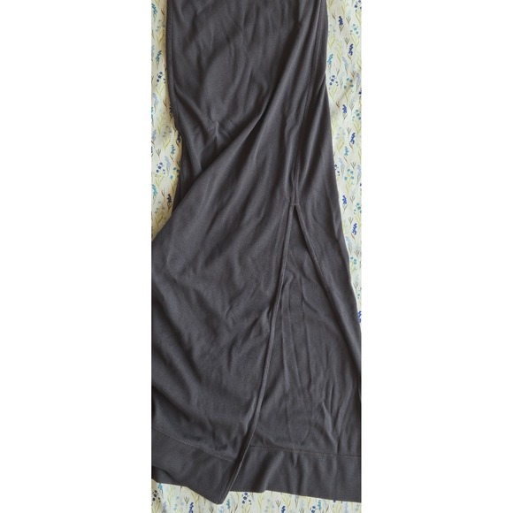 Rowan Dylan Knit Maxi Dress Faded Black Ribbed Side Slit American Made XS - Picture 3 of 10